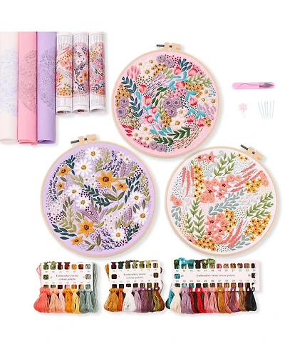 Gnuadz 3 Pack Embroidery Starter Kit Cross Stitch Beginner Plastic Rings Threads