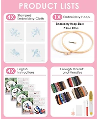 Gnuadz Embroidery Kit Adults Beginner Flowers Bird Hoop Thread