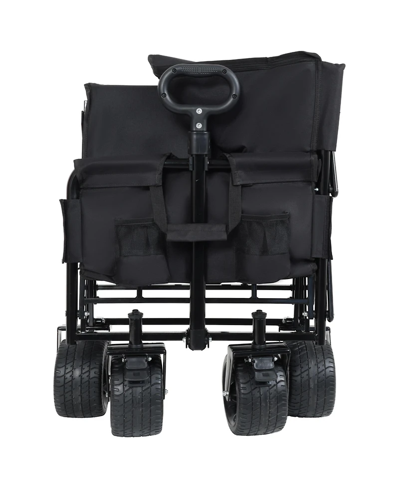 Mondawe 3-in-1 Convertible Folding Storage Wagon Utility Carts w/ 500LBS Capacity, 180L Space, All-Terrain Wheels for Outdoor Use
