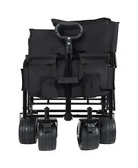 Mondawe 3-in-1 Convertible Folding Storage Wagon Utility Carts w/ 500LBS Capacity, 180L Space, All-Terrain Wheels for Outdoor Use