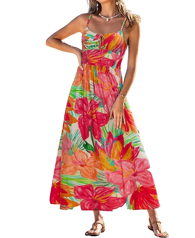 Cupshe Women's Wild Hibiscus Floral Maxi Beach Dress