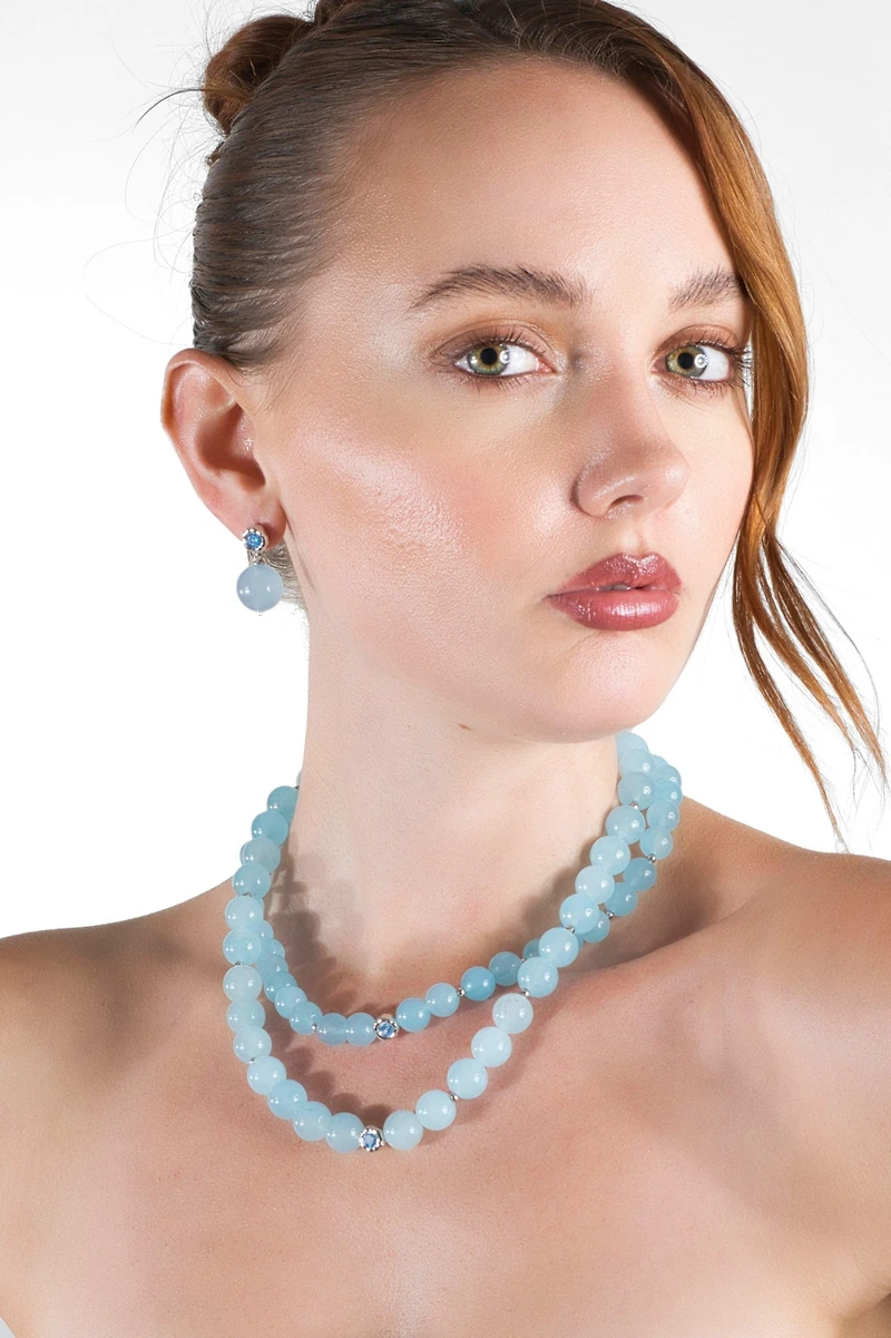 Classicharms Isla Aquamarine Bead Drop Earrings