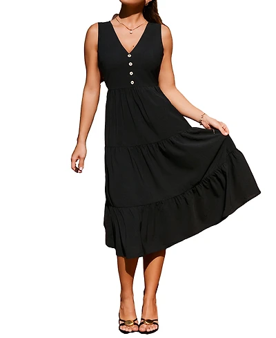 Cupshe Women's V-Neck Pull-On Midi Dress