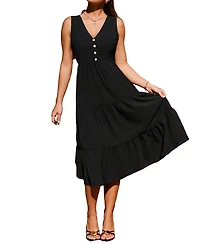 Cupshe Women's V-Neck Pull-On Midi Dress