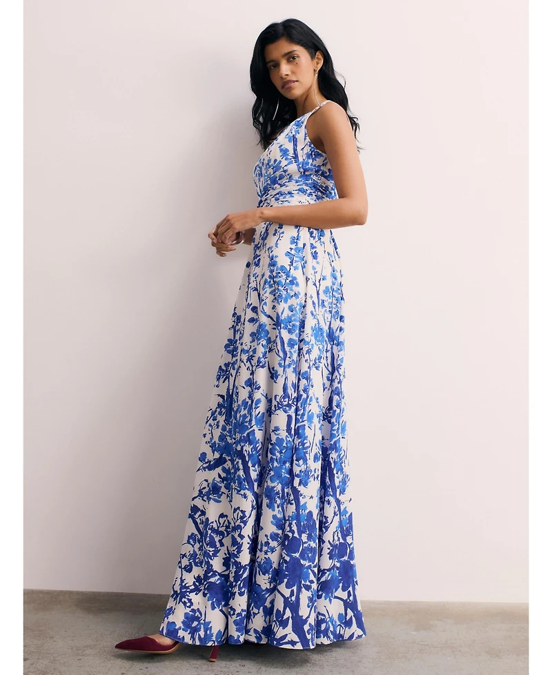 The Fold Women's Oria Floral Print Silk Maxi Dress