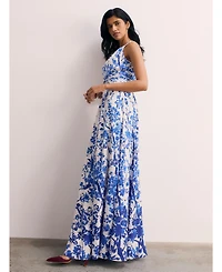 The Fold Women's Oria Floral Print Silk Maxi Dress