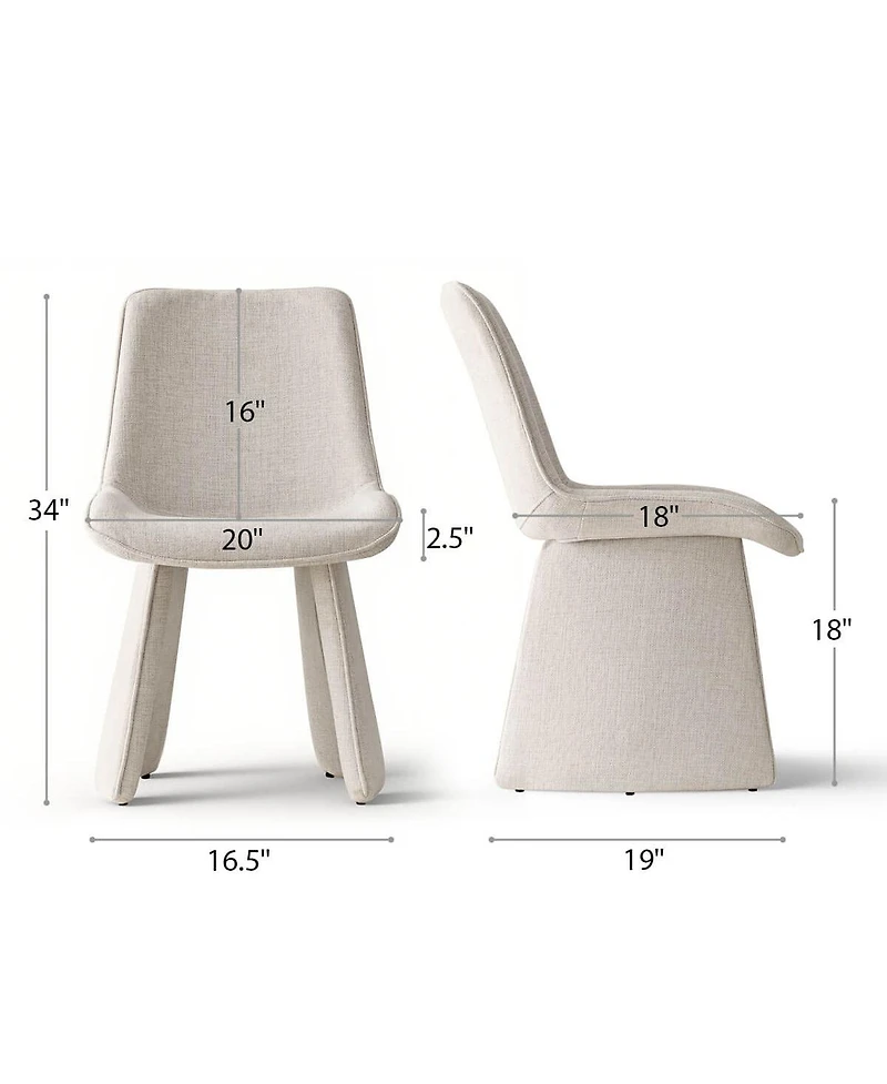 Maison Boucle Modern Upholstered Dining Chairs Set of 2, Curved Back, Armless