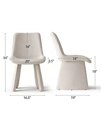 Maison Boucle Modern Upholstered Dining Chairs Set of 2, Curved Back, Armless