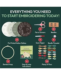 Gnuadz 4-piece Embroidery Kit Beginners Simple Patterns 31 Stitches