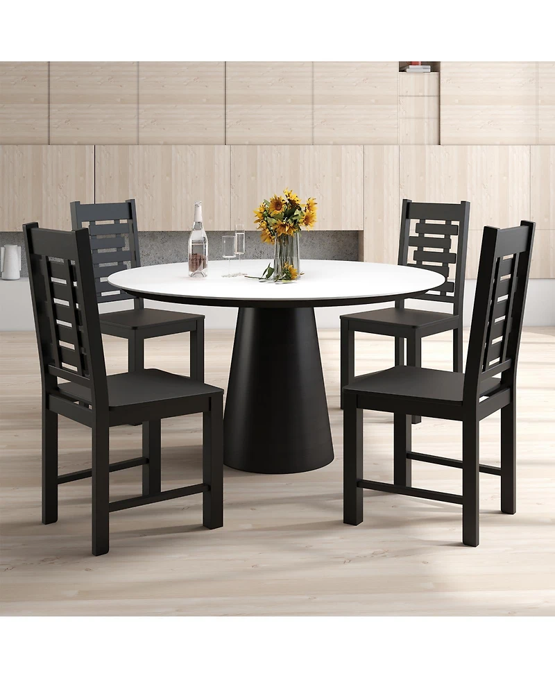 Slickblue Kitchen Dining Chair Set of 2 Solid Rubber Wood, Durable Wooden Chairs