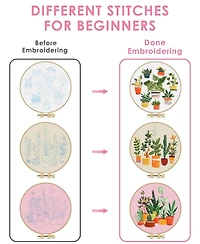 Gnuadz 3 Pack Embroidery Kit Adult Diy Stamped Patterns Plants