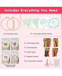 Gnuadz 4 Sets Mom Embroidery Kit Beginners Flower Cross Stitch Gift