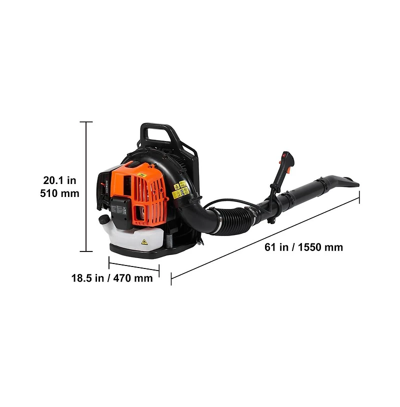 Sugift 63CC Gas Backpack Leaf Blower 1110 Cfm 220 Mph Snow Removal