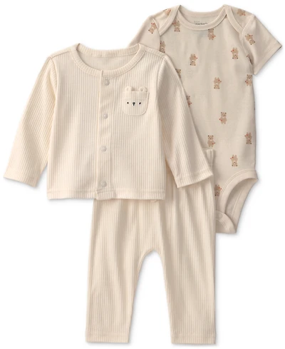 Carter's Baby Boys' Bear Layering Bodysuit, Cardigan and Pants, 3-Piece Set