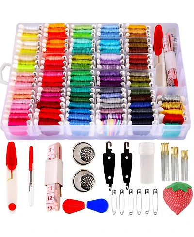 Gnuadz 200pieces Embroidery Floss Kit Friendship Bracelet String Organizer Box Cross Stitch Thread Christmas Gift