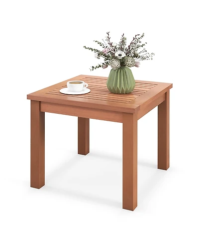 Gymax Outdoor Adirondack Side Table 18'' Square End Table Slatted Tabletop
