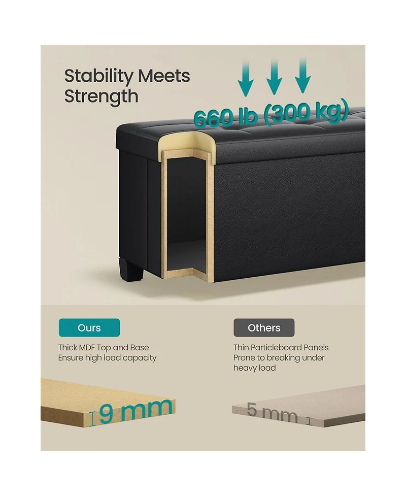 Modern Storage Ottoman with Wooden Legs and 30 Gal