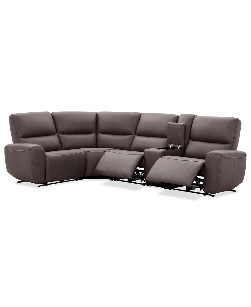 Symond 5-Piece Leather 3 Power Motion Sectional Sofa