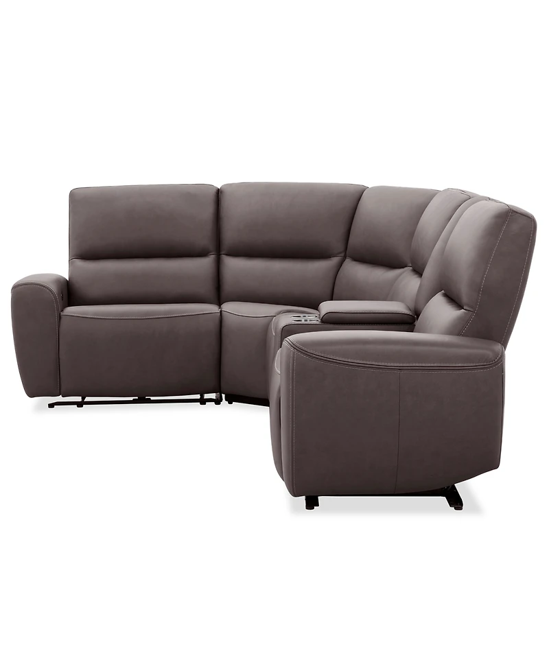 Symond 5-Piece Leather 3 Power Motion Sectional Sofa