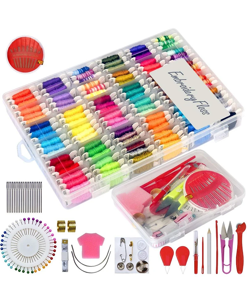 Gnuadz 108pieces Embroidery Floss Kit Organizer Box Friendship Bracelet Tools