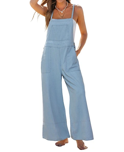 Cupshe Women's Denim Square Neck Jumpsuit