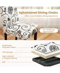 Slickblue Wooden Dining Chair Set of 2 with Button Tufted Fabric Upholstery and High Curved Backrest