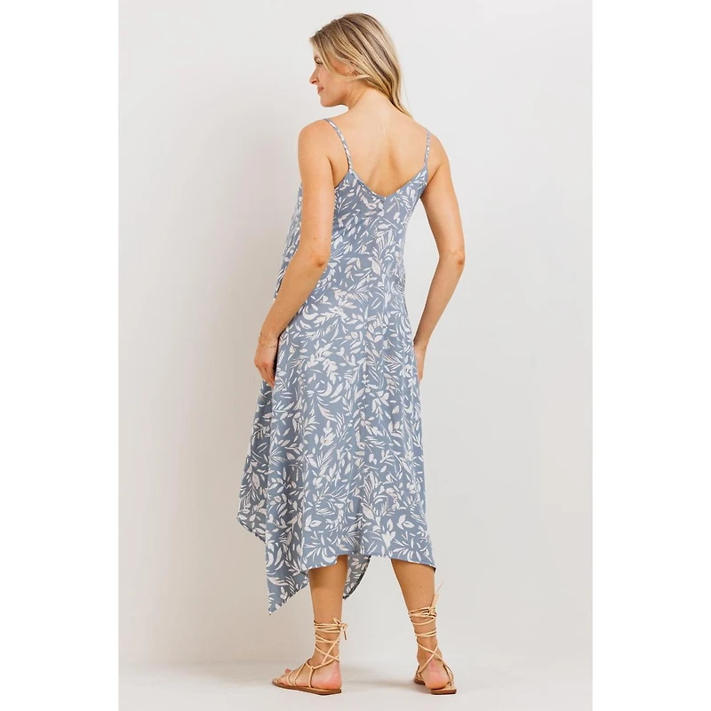 Hello Miz Maternity Floral V-Neck Spaghetti Strap Midi Dress with Pockets