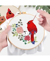 Gnuadz 4 Sets Embroidery Kit Animal Cross Cloth Hoops Threads Craft Hand