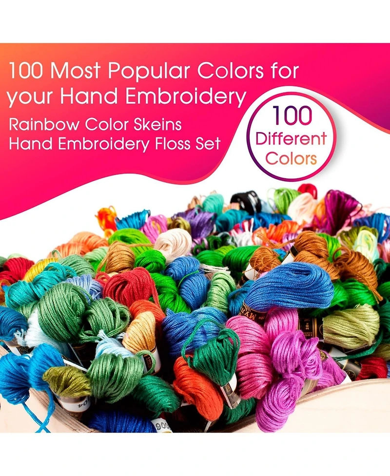 Gnuadz 100 Colors Embroidery Thread Skeins Floss Bracelets Kit