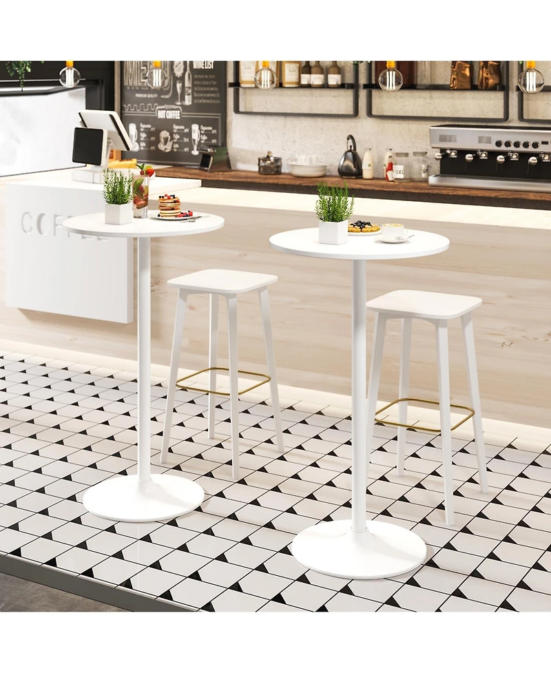 Slickblue Bar Height Round Bistro Tables Set of 2, Tall Coffee Cocktail Table for Patio and Dining