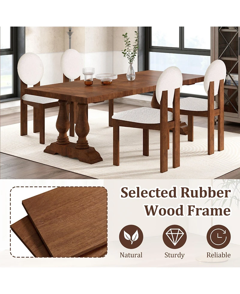 Slickblue Set of 2 Sherpa Upholstered Dining Chairs with Wooden Legs for Home and Restaurant Use