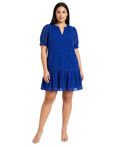 London Times Plus Notch Neck Dress