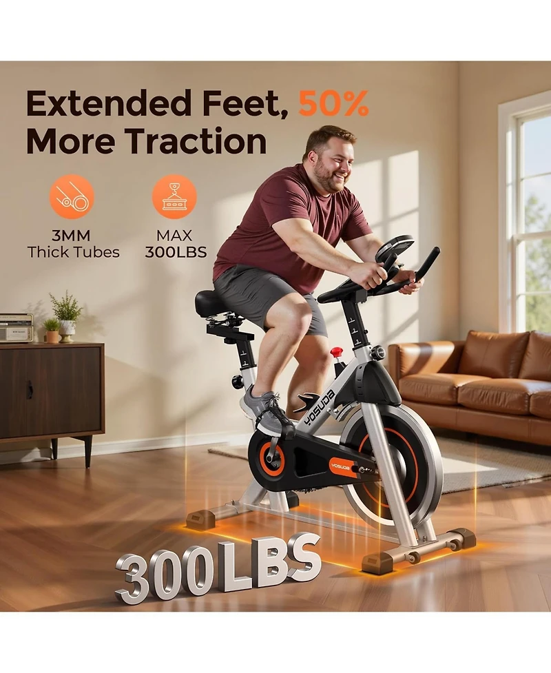 Fed Fitness Magnetic 1.0 Indoor Cycling Bike, Quiet Magnetic Resistance, 300lb Capacity, Smooth Home Exercise Bike with App and Tablet Mount