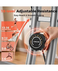 Fed Fitness 5-in-1 Pro Folding Exercise Bike, 16-Level Resistance and Quiet Magnetic Drive, Home Gym Bike with Rowing and Bands
