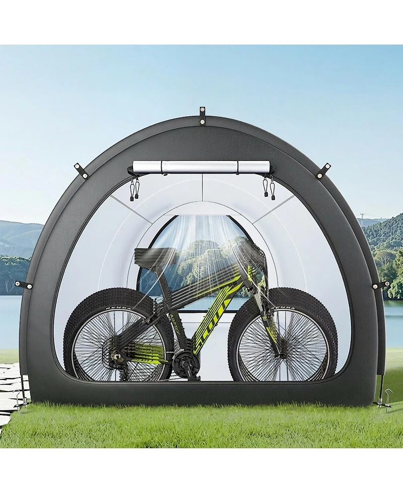 Gouun Outdoor Bike Storage Tent for 5+ Bikes, Waterproof Fan-Shaped Cover with Ventilated Window