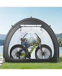 Gouun Outdoor Bike Storage Tent for 5+ Bikes, Waterproof Fan-Shaped Cover with Ventilated Window