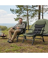 Gouun Oversized Foldable Fishing Chair for Adults with Padded Armrests, Cup Holder and Carry Bag