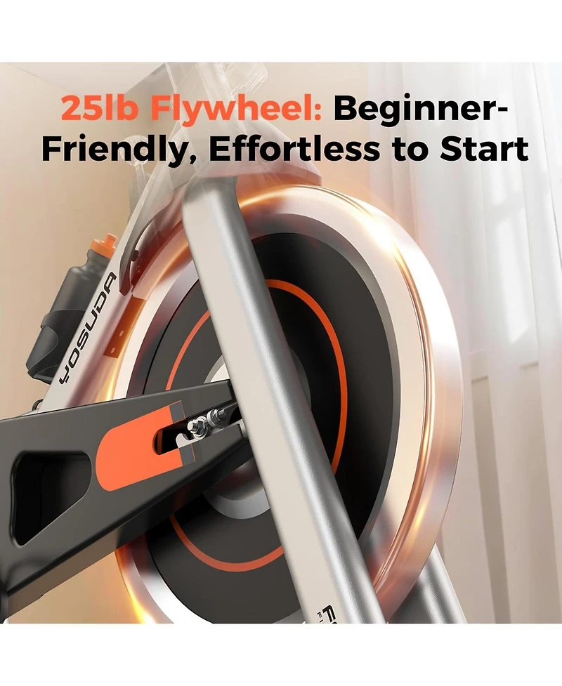 Fed Fitness Friction 1.0 Stationary Bike, 300lb Capacity Brake Pad Exercise Bike with App, Tablet Holder and Fitness Courses for Home Workout