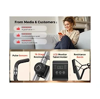 Fed Fitness 5-in-1 Magnetic Folding Exercise X-Bike, 6.6LB Flywheel, 330LB Weight Capacity, Back Support Cushion, Lcd Monitor and Resistance Bands