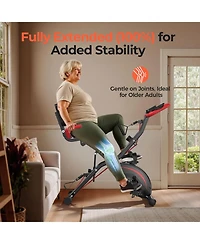 Fed Fitness 5-in-1 Pro Folding Exercise Bike, Enhanced Magnetic Resistance, 330LB Capacity, Ultra-Quiet, Soft Cushion Seat, Lcd and Bands for Home Gym