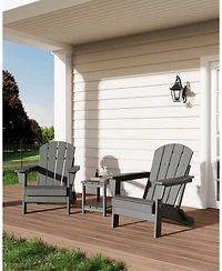 gaomon Set of 2 Hdpe Outdoor Patio Folding Adirondack Chair with Side Table for Decks, Gardens, fire Pit