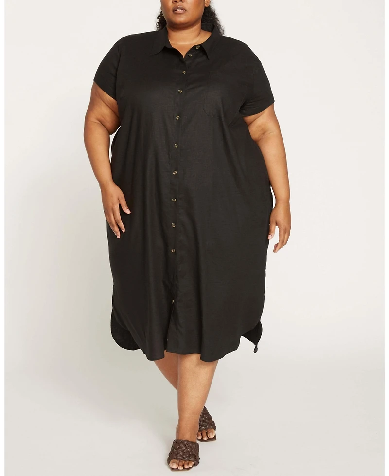 Universal Standard Plus Louvre Bow Back Linen Dress