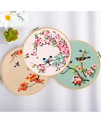 Gnuadz 3 Pack Bird Embroidery Kit Adults Beginners Hoop Needlepoint