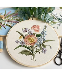 Gnuadz Embroidery Kit Adults Beginners Floral Pattern Hoops Floss Tools