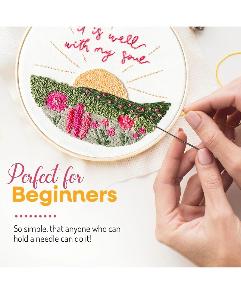 Gnuadz Elly Grace Embroidery Kit Hoop Beginners Adults Thread Included It Is Well