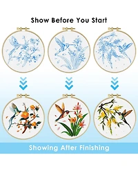 Gnuadz 3 Sets Hummingbird Embroidery Kit Cross Stitch Set