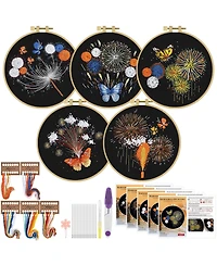 Gnuadz 5 Sets Embroidery Kit Fireworks Butterfly Beginners Set