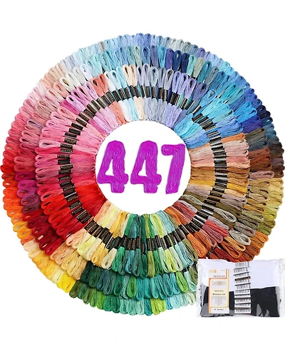 Gnuadz 447pieces Embroidery Floss Rainbow Thread Cross Crafting Strings Bulk