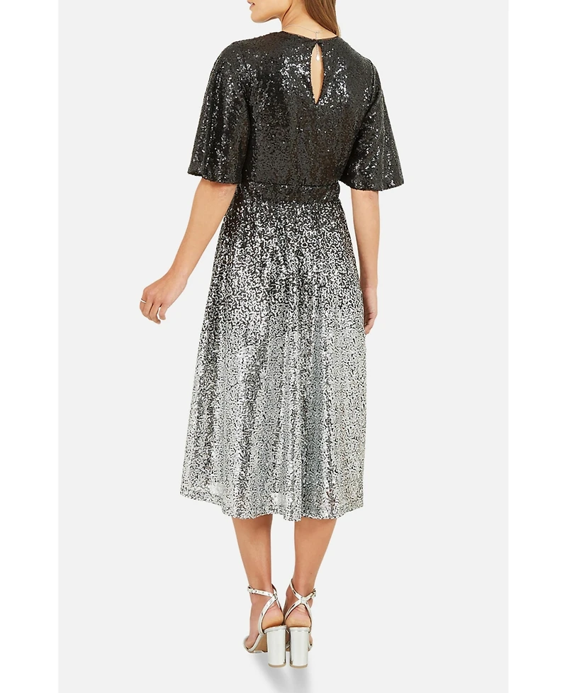 Yumi Women's Ombre Sequin V-Neck Midi Dress