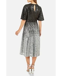 Yumi Women's Ombre Sequin V-Neck Midi Dress